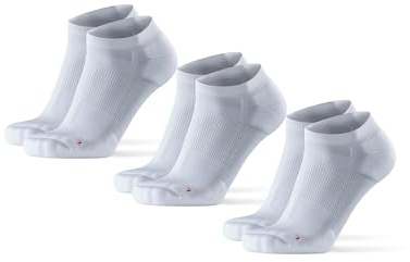 DANISH ENDURANCE Cushioned Ankle Running Socks for Long Distances, Anti-Blister, Men & Women, Unisex, 3 Pack, White, 6-8