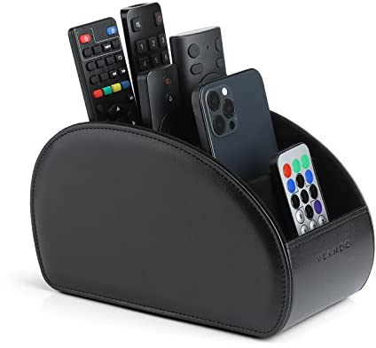 Vlando Fernbedienungshalter mit 5 Taschen, Große Halterung für TV, DVD,4K Stick und Bluray Fernbedienungen, Fernbedienung Aufbewahrung für Stifte, Handy
