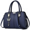 FANDARE Damen Handtasche Tote Beutel PU-Leder Umhängetaschen Schultertasche Wasserdicht Henkeltaschen für Reisen Einkaufen Arbeiten Blau