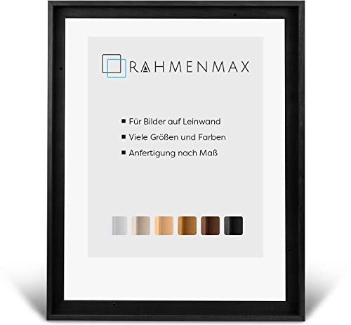 RahmenMax® Luzern Schattenfugenrahmen 30x30 cm aus lackiertem Massiv Holz/Rahmen für Leinwand/Bilderrahmen für Keilrahmen/Leinwandrahmen in Schwarz - Maßanfertigung möglich