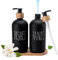 Glas Seifenspender Set,500ml Seifenspender Schwarz Matt Badezimmer Set, Shampoo Lotion Handseifenspender für Küche Arbeitsplatte