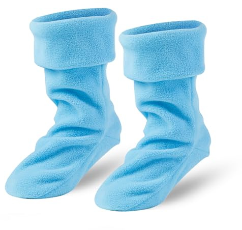 Fadcaer Chaussettes de bottes de pluie pour enfants avec doublure chaude en hiver Chaussettes de pluie en polaire pour enfants Doublure de bottes de pluie pour garçons et filles (Bleu 21cm)