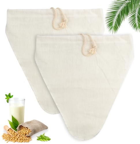2 Pièces Sac de Lait de Noix Etamine Alimentaire Cheesecloth Mousseline Alimentaire Sac a Lait Vegetal Sac Filtrant pour Fromage Fait Maison/Fromage Frais