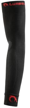 Lurbel Rally Pro, Manguitos compresivos, manguitos para correr, brazaletes para brazos, mangas para brazos, manguitos de trail, unisex (L (35-39), Negro/Rojo)