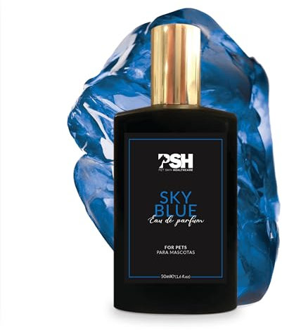 PSH Sky Blue - Agua de Perfume para Perros y Gatos - Fragancia Cítrica Frutal y Floral - No Reseca la Piel - Incluye Mini Envase Recargable para Paseos - 50 ml