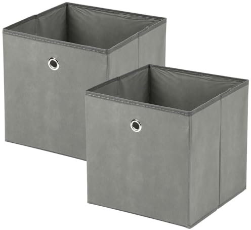 Greenfields Pack of 2 Large Square Foldable Storage Cube Organisers - Collapsible Canvas Fabric Cube Boxes - Living Rooms, Bedrooms, Nursery, Office, Play Rooms - 30x30x30cm