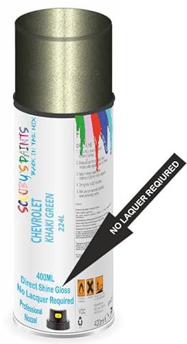 SCOOBYS PAINTS BACK IN THE MIX Direct Gloss Aerosol Spray Paint For Chevrolet Khaki Green Code: 224L No Lacquer Required