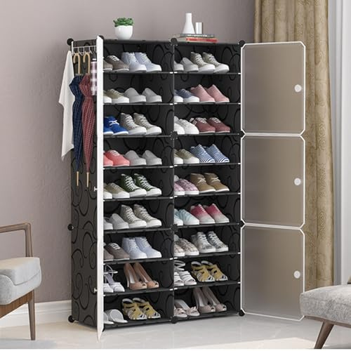 Ejoyous 9-Tier Shoe Rack, Shoe Storage Cabinet with Doors Free Standing Shoe Shelf for Entryway, Hallway and Closet 139 X 84 X 32cm