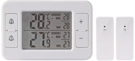 Thermomètre Frigo 9.5x6.2cm | Double Capteur Thermomètre Digital Sans Fil Pour Réfrigérateur Et Congélateur Alarme En Temps Réel -40°C À 60°C Alarme Connecté Pour Maison