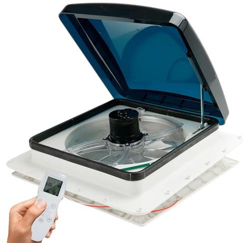 ZEEKYFOR Ventilador de Techo para RV de 12 V, 10 Velocidades, Reversible, con Control Remoto, Silencioso, eléctrico, para Autocaravana, Caravana, Remolque,36x36cm