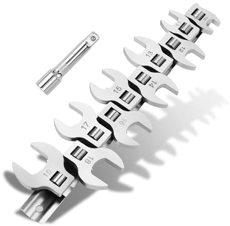 YICH Ensemble de 11 clés à cliquet métriques avec crémaillère - 3/8 pouces - Ensemble de clés à combinaison 10–19 mm avec organisateur à clip