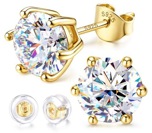 GEMQUEEN Moissanite Earrings Studs 925 Sterling Silver Hypoallergenic 3CT