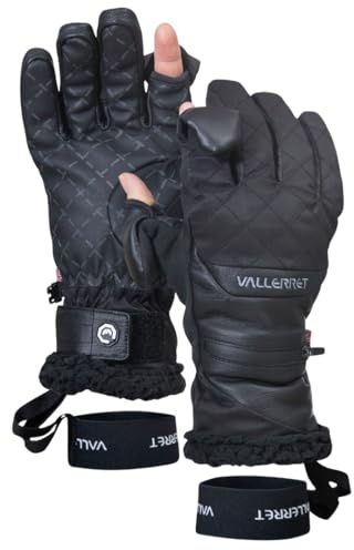 Vallerret Saga Women's Photography Glove, Black, FlipTech Finger Caps with Magnets, Black, Medium