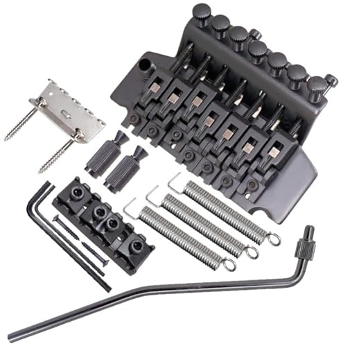 Gettimore Set ponte tremolo a 7 corde con sistema a doppia chiusura per chitarra elettrica, struttura in metallo nero o argento nero