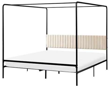 Lit à Baldaquin Double Moderne avec Cadre Métallique 180 x 200 cm Noir Mirabeau