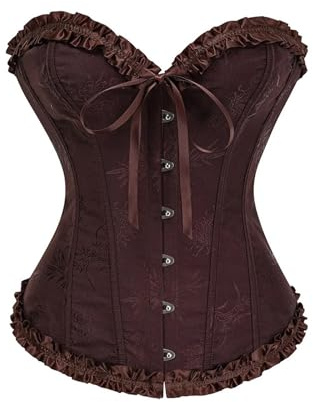 Generico Corsetto Donna Elegante in Raso Corset a Cuore Dimagrante Gothic Bustini Vittoriano Medievale Corsetto Pizzo con Stecche Curvy per Halloween Carnevale e Cosplay