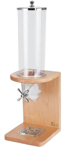 Distributore di Cereali con Base in Legno di Faggio Massello, Contenitore Ermetico per Alimenti Secchi, Dispenser in PC, Station per Colazione Professionale con Dosatore per Cucina e Buffet(4L)