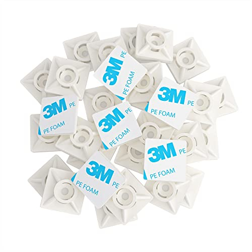 intervisio Buntbandsfästen vit, 19 mm x 19 mm, självhäftande fästplatta för buntband, monteringsplatta för buntband, 100 stycken