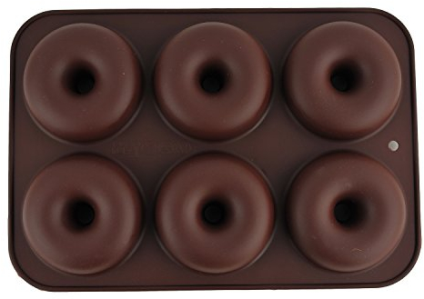 Selecto Bake Silicone Donut Moulds, Silicon Doughnut Mould Large Non-Stick 6 Cavity Molds Doughnut Tray Donut Pan Bagel Baking Tin Muffin Cupcake Biscuit Doughnut Maker Bakeware, Brown