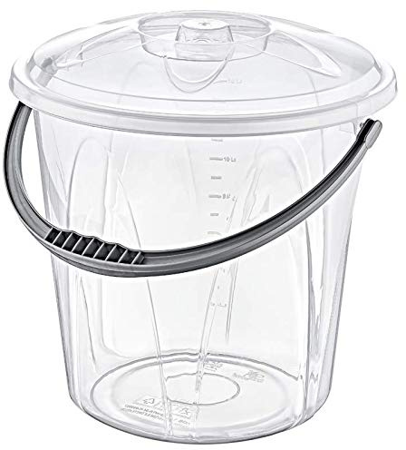 Clear Plastic Bucket with Lid & Carry Handle Kitchen Garden Cleaning Water Animal Bird Feed Pet Food Storage Container (17 Litre)