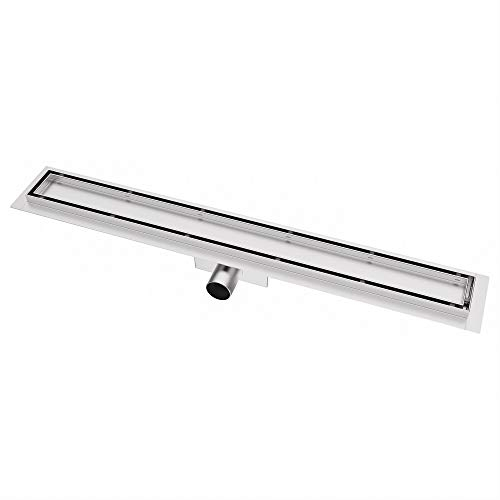 Canaletta per Doccia Pannello Piastrellabile in Acciaio Inossidabile con Sifone Anti-odore e Filtro per Capelli Scarico a Pavimento per Bagno 80 cm