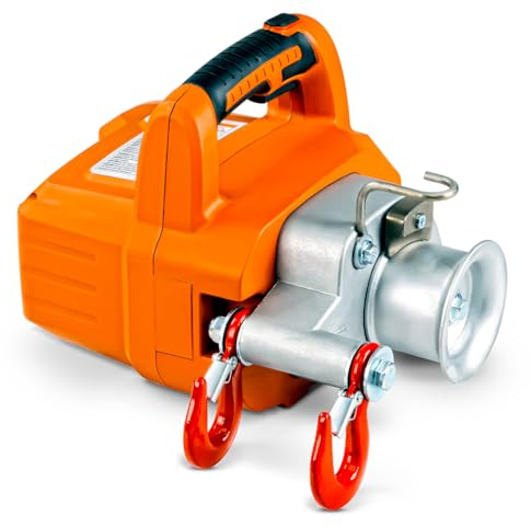 SuperHandy Treuil électrique portable Moteur sans balais alimenté par batterie Li-Ion 454kg-908kg Force de traction maximale pour la sylviculture, la chasse(corde à faible allongement incluse)