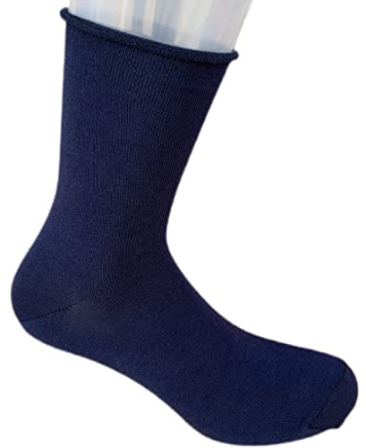 Infinity 12 PAIA CALZE CORTE UOMO SENZA ELASTICO SANITARIE IN PURO CALDO COTONE SOFT 100% 40-46 (Blu Alto)