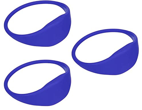 sourcing map 3Pack RFID Silikon Nähe Armband 13.56MHz Nur Lesen Ring Typ für Tür Zugang Blau