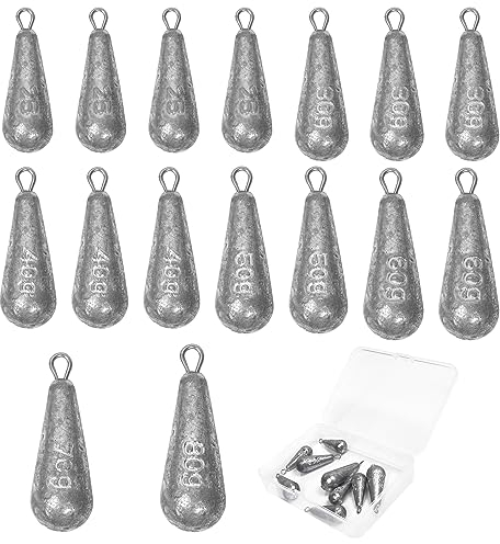 16 Stück Birnenblei Angeln Blei Sinker Tropfenform Grundblei Shot Gewichte Drop für Das Angeln im Freien 25g/30g/40g/50g/60g/70g/80g
