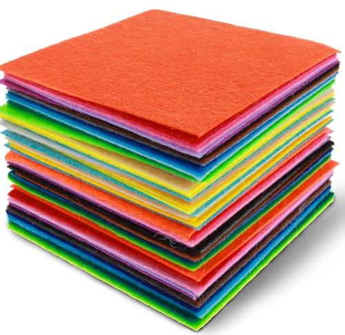 60PCS Soft Felt Fabric Squares, 4 X 4 - Colored for Crafts, Halloween, Christmas, DIY & Sewing Projects