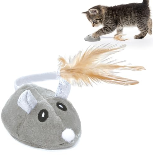 Vesaneae Jouet pour Chat Souris Électrique, Jouets Chaton avec USB Rechargeable, Souris Chat Jouet Automatique Détection Intelligente, Jouets Interactifs Simulés pour Chat de Chasse (Gris)