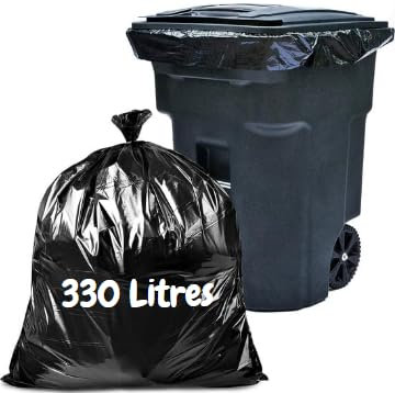 Sac Poubelle 330 Litres X 50 | Housse Protection Conteneur 330L | Tous Types Déchets et Ordures | Epaisseur 30µ | Anti Fuites - Anti Salissures - Anti Odeurs