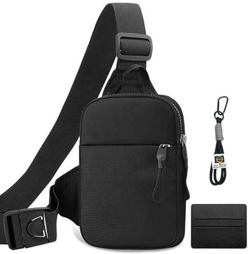 GOTDYBST Small Crossbody Shoulder Bag Men: Sling Chest Bag for Men Women,With Card Holder and Keychain,Waterproof Lightweight,for Runner Workout Hiking Cycling Travelling Outdoor Sports
