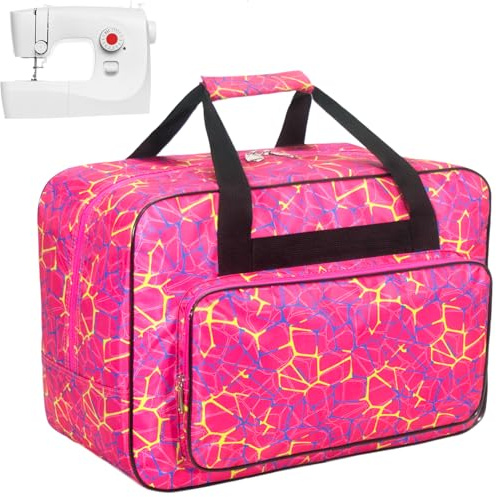Haroranax Custodia per macchina da cucire, borsa per il trasporto di macchina da cucire, borsa universale con tasche e manici, adatta per la maggior parte delle Singer standard, Janome (rosso)