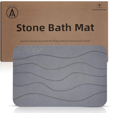AGUAM Tappetino da bagno in terra di diatomacea tappetino da doccia antiscivolo assorbente in pietra per bagno, tappetino antiscivolo per bancone della cucina, grande tappeto in pietra diatomite, 60,2
