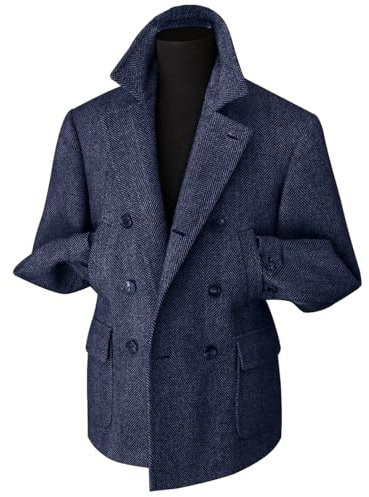 Rajegar, cappotto sportivo da uomo in tweed a spina di pesce, doppio petto, slim, in misto lana, blazer, giacche casual, caldo, vintage, stile britannico, Marina Militare, 5XL