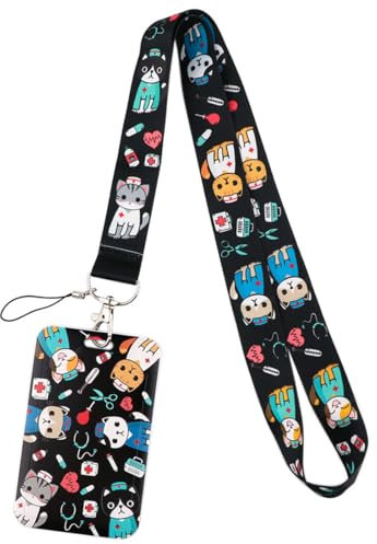 WUSJCOF Porta Tarjetas Identificativas, Lanyard con Tarjetero, ID Card Badges Holder Extensible con Cordón para el Cuello, Sliding