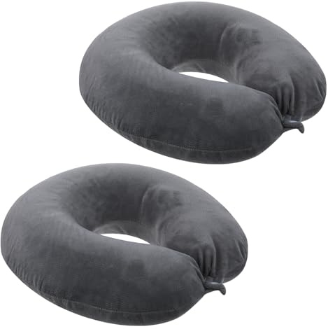 Larrel Neck Pillow Cover, 2PCS Soft and Smooh Travel Neck Pillow Cover Washable U Shaped Covers Reusable Travel Pillows Replacement Pillows (Only Covers, no Filler)