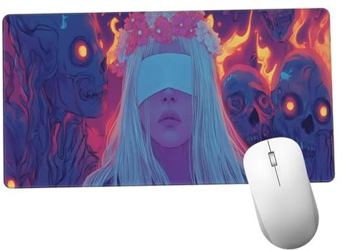Mujer Alfombrilla Ratón 600x300x3mm Alfombrilla Raton XXL Grande con Base de Goma Antideslizante, Lavable, Accesorios Gaming Horror, Ordenador Gamer Regalos, Mouse Pad Gaming Mejora La Velocida Y1404