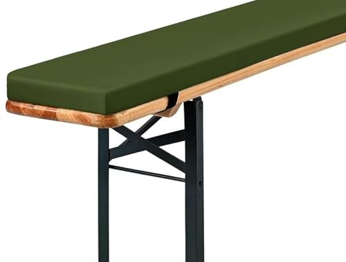 ELYSYSRL Coussin Banquette Exterieur Interieur Antidérapants Coussins de Banc 100/110/120/150/180 Avoir 2 Attaches, pour Banc de Pique-Nique de Cuisine, Table de Salle à Manger(Vert foncé,200x25x3cm)