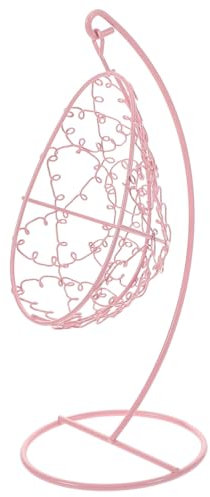 HEMOTON Miniature Metal Hammock Swing Chair Pink Sling Patio and Garden Hanging Swing Ornament Indoor and Outdoor Decoration Bedroom and Fairy Garden