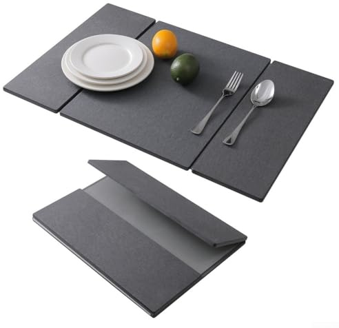 HEBEOT PU vikbar kiselgur jord torkmatta snabbabsorberande sten bänkskiva dräneringsdyna stor 60 x 40 cm kök diskställ dräneringsunderlägg för handfat badrum mångsidig användning E (mörkgrå)