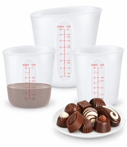 XIMUHO Silicone Measuring Cups, 250/500ml Silicone Measures Jugs, Non Stick Mixing Cups with Scale for Handmade Craft Epoxy Resin Casting Molds Art Waxing Kitchen 3PCS