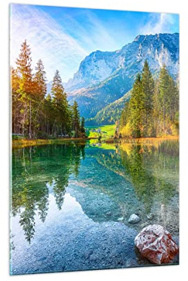 Vidrios decorativos 50x70cm Cuadro Sobre Vidrio Moderno Paisaje Montañas Amanecer Dormitorio Cocina Cuadros Pared Impresiones Decoracion Salon Impresión en Cristal Wall Art Prints Decor GPA50x70-4456
