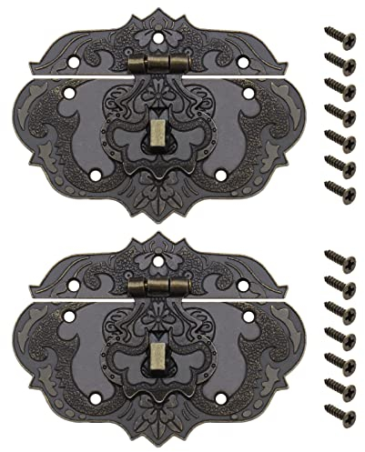 The Lord of the Tools 2 cierres de cerrojo antiguo con cierre de bronce vintage, cerradura decorativa con tornillos para caja de madera vintage, caja de regalo, caja de vino, caja de herramientas, 9,6