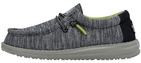 Hey Dude Wally Youth Stretch Moc Toe Shoes, Navy, 36 EU