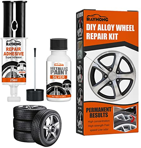 Aelevate Alufelgen-Reparaturset, Felgenkratzer-Reparaturset, Felgenkratzer-Reparatur für Schäden an Alu- und Stahlfelgen, Auto-Felgen-Dent-Scratch-Pflege