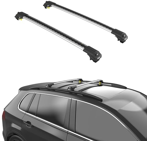 TURTLE DACHTRÄGER AIR-1, Barrenlänge 118 cm Aluminium Dachgepäckträger, Einstellbarer Fahrrad und Skiträger, Kompatibel mit Mercedes-Benz V-Class W447 2015-2024