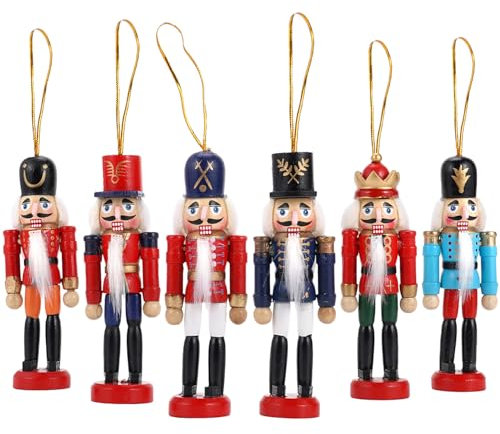 COMBIUBIU 6pcs 12cm Small Christmas Nutcracker Soldier,Mini Nutcracker Figures Hanging Ornaments Christmas Tree Decorations Gift for Thanksgiving Tradition Xmas Decor