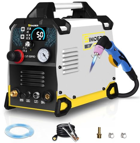Plasma Cutter 50Amp Non-Touch Pilot ARC Plasma Cutting Machine with High Frequency Plasma Cutter Machine with 1/2 Inch Clean Cut Pre Post Flow Gas and 2T/4T